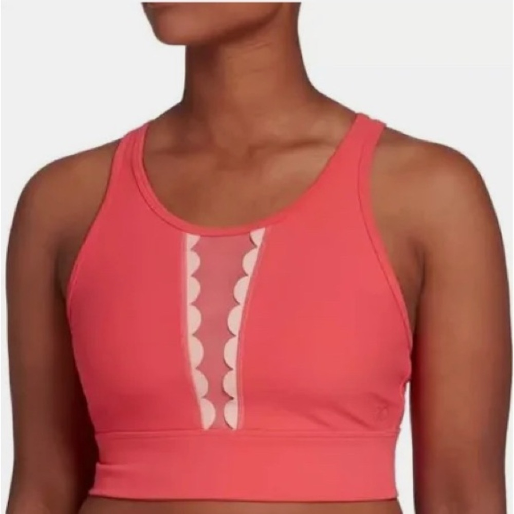 CALIA Coral Sports Bra Size S Scallop Mesh Detail • Supportive Athletic